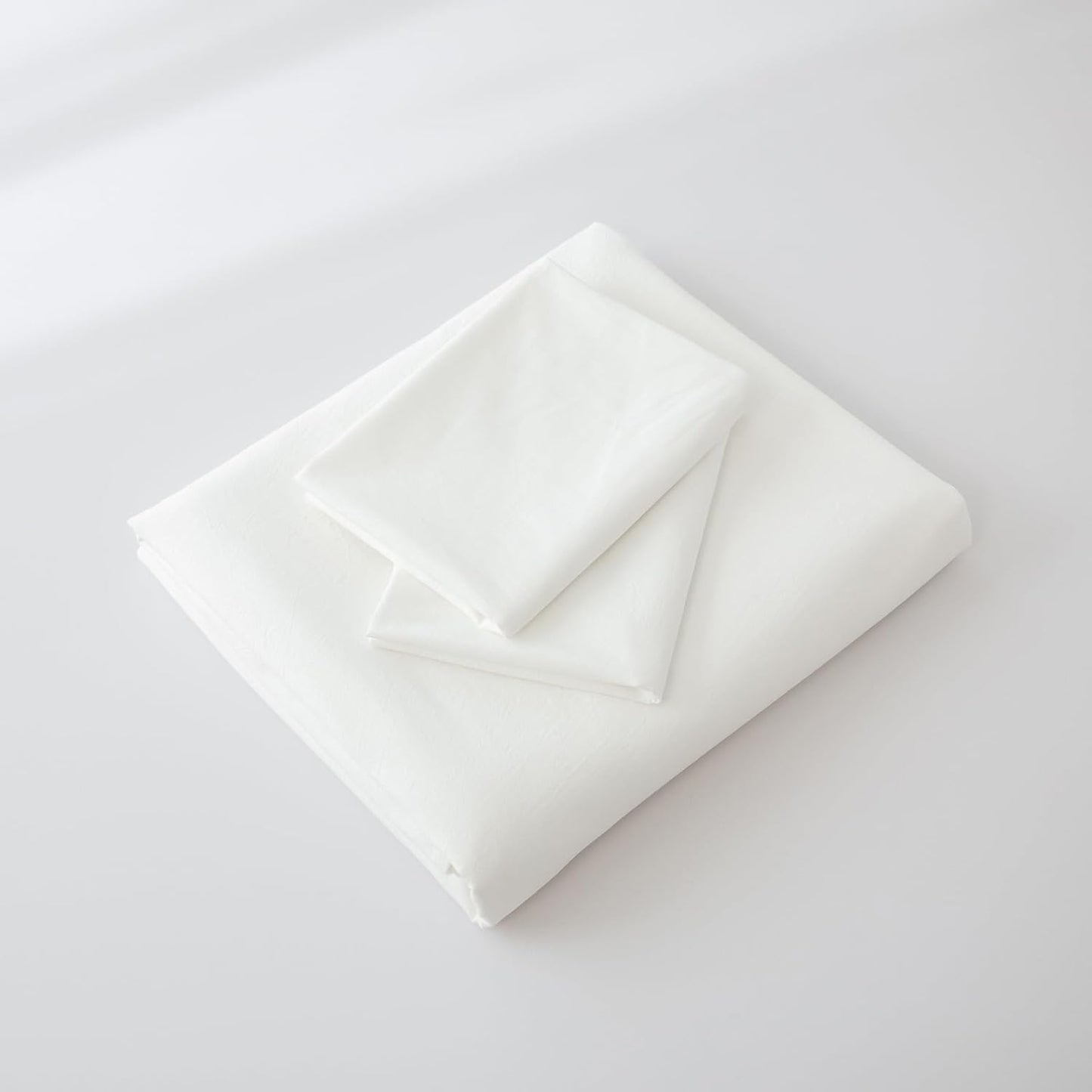 JIYUAN 100% Washed Cotton Duvet Cover Set 3 Pieces Oversized Queen, 1 Duvet Cover 98x98 Inches(Comforter Not Included) and 2 Pillowcases,Linen Feel Bedding Set Comfy and Breathable,Off White