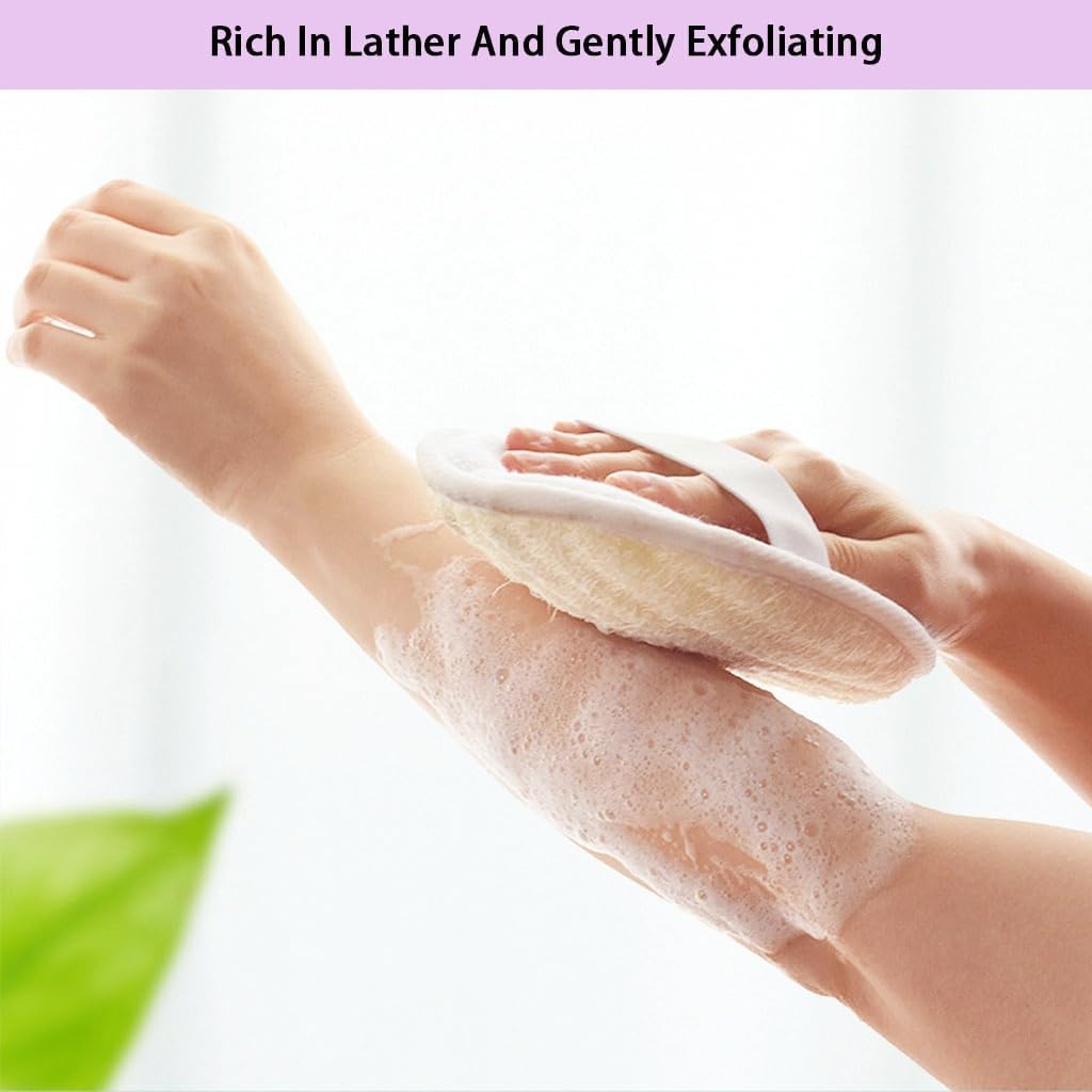 Natural Loofah Exfoliating Body Scrubber,Bath Shower Loofah Sponge for Women and Men,Made with Biodegradable Shower luffa Sponge,for Face and Body That Gets You Clean(3 PC)