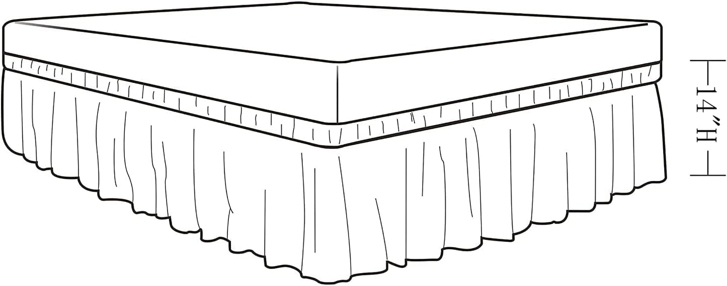 MEILA Wrap Around Bed Skirt Three Fabric Sides Elastic Dust Ruffled 14 Inch Tailored Drop,Easy to Install Fade Resistant-White, Twin/Full