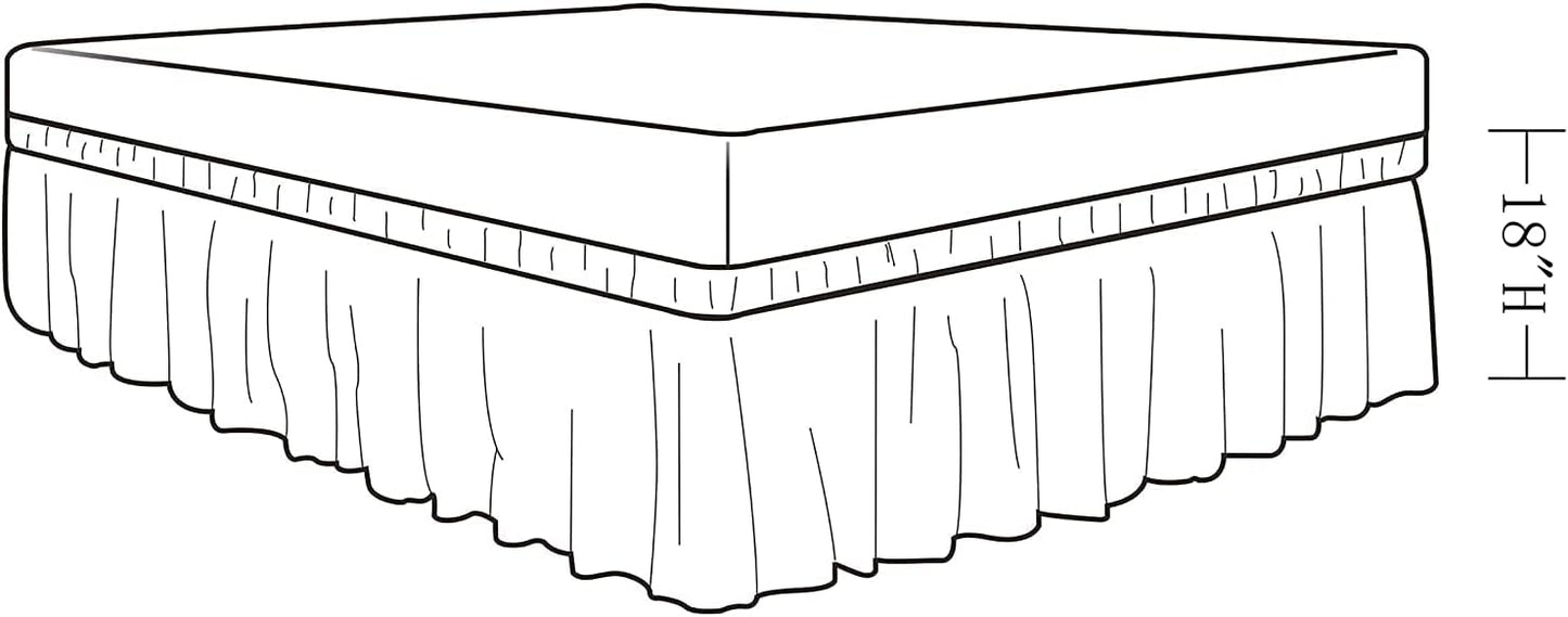 MEILA Wrap Around Bed Skirt Three Fabric Sides Elastic Dust Ruffled 18 Inch Tailored Drop,Easy to Install Fade Resistant-White, Twin/Full