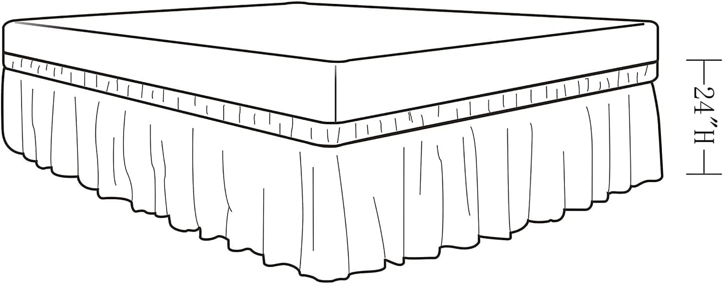 MEILA Wrap Around Bed Skirt Three Fabric Sides Elastic Dust Ruffled 24 Inch Tailored Drop,Easy to Install Fade Resistant-White, Queen/King