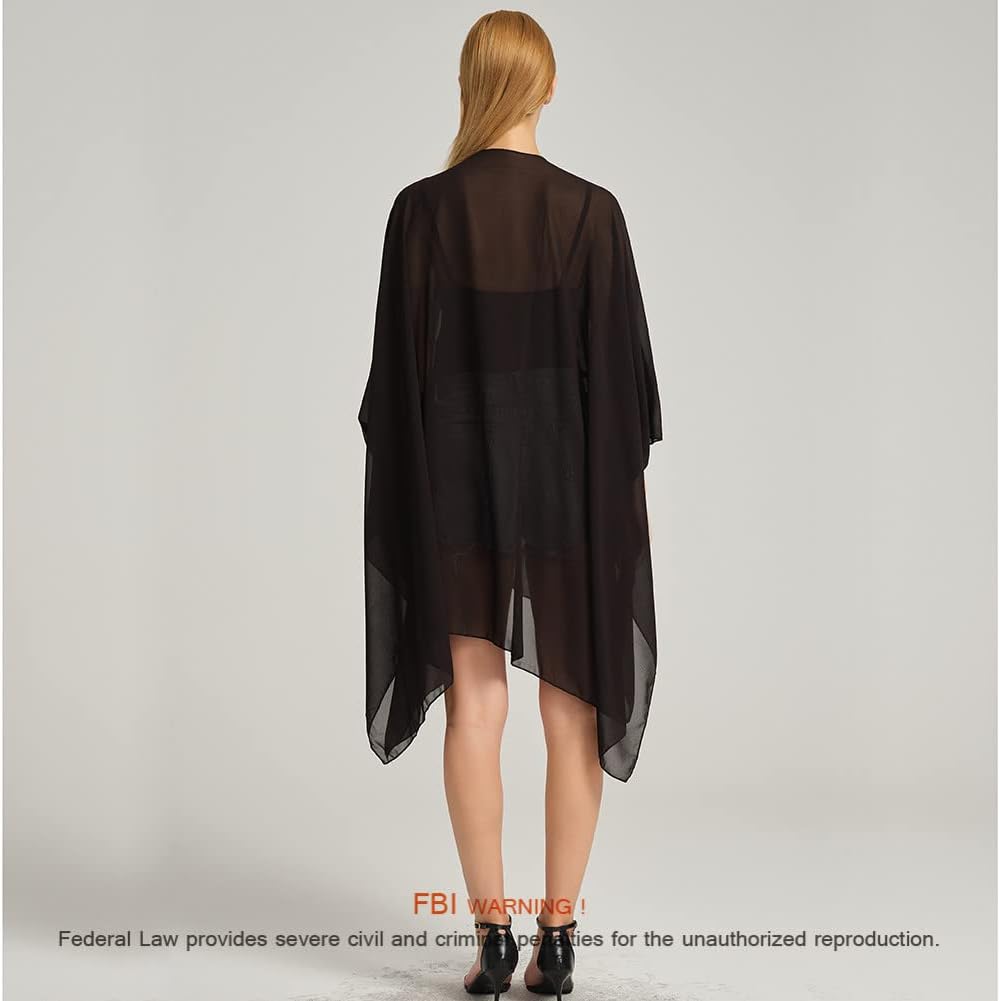 Women's Bohemian Floral Chiffon Beach Cover up Swimsuit Kimono Summer Swimwear Cardigans