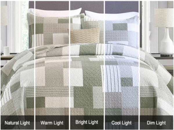 Uniclinens Plaid Quilt Set King Size, Patchwork Light Green Quilt Bedding Set, 100% Cotton Bedspreads, Farmhouse Rustic Lightweight Comforter, 3 Pieces Set with 2 Pillowshams, Green/Brown/Beige