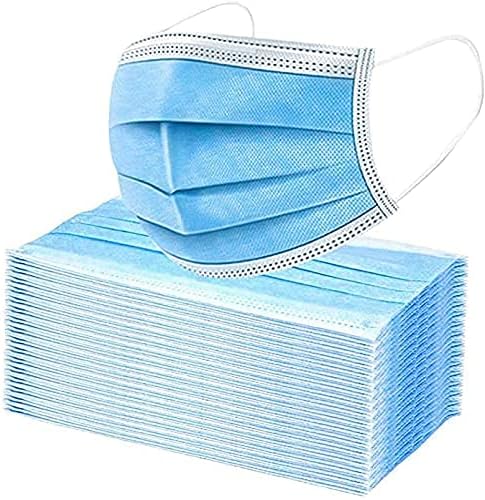 Premium Pack of 300 Single Use Disposable Face Masks - Soft 3-Ply Facial Cover With Elastic Earloops for Home, Office, School, and Outdoors