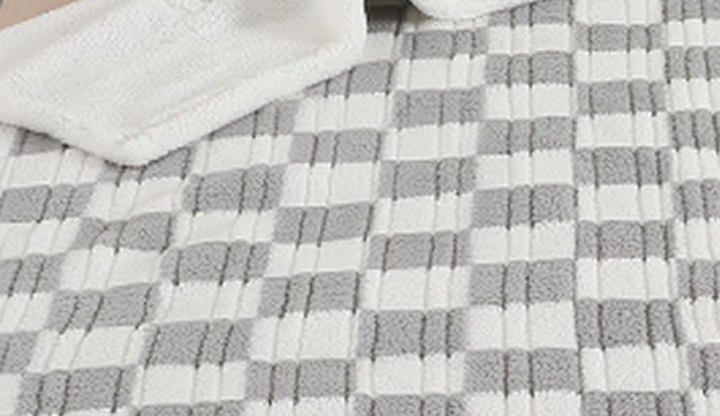 Electric Heated Blanket 6 Heating Settings & 10H Auto Off Full 72×84 Plush Fluffy Office Quick-Heating Study Plaid Gray White