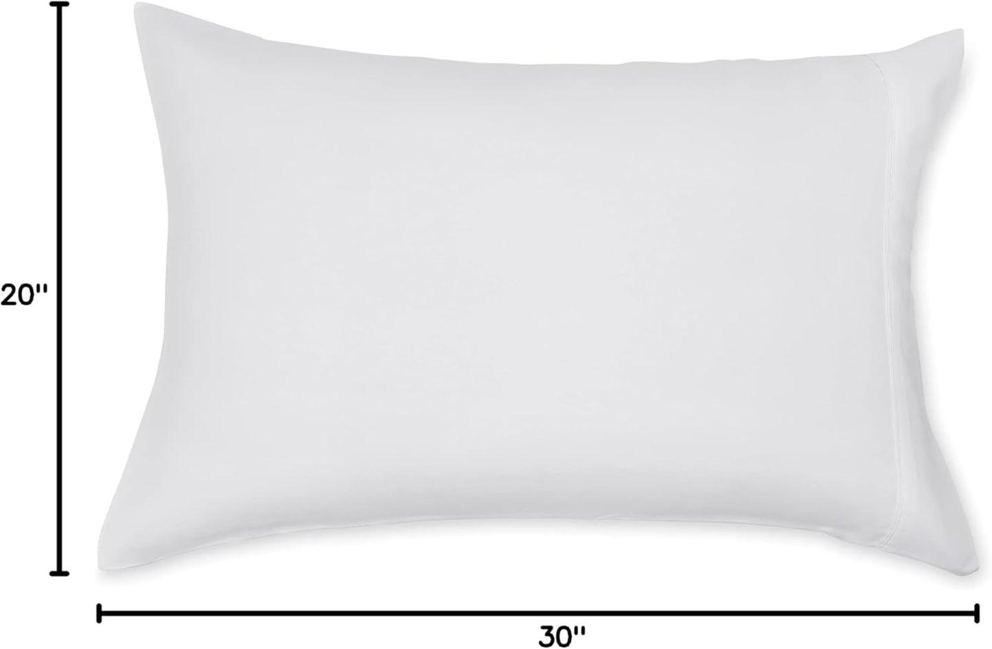 Amazon Basics Standard Pillow Cases Set of 2 - Lightweight, Super Soft Easy Care Microfiber, Bright White, 30" L x 20" W, Pillows Not Included