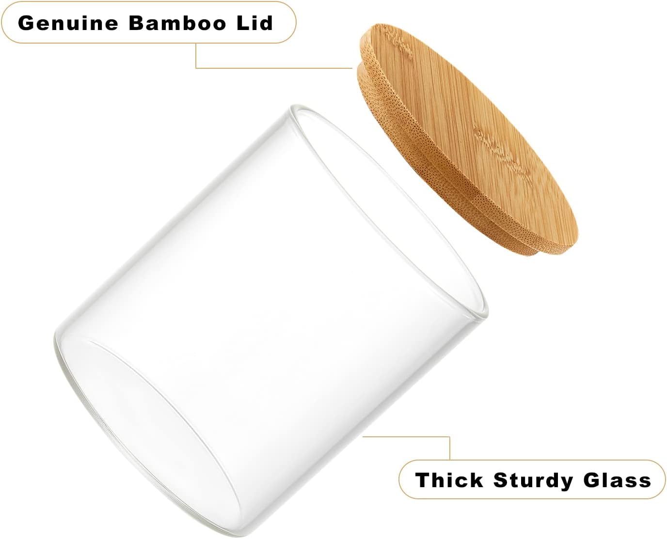 3 Pack Glass Qtip Holder Dispenser, 20 oz and 11 oz Clear Glass Apothecary Jars, Bathroom Vanity Canisters Organizer Jars for Cotton Swabs, Balls, Rounds, Pads, Floss, Bath Salts