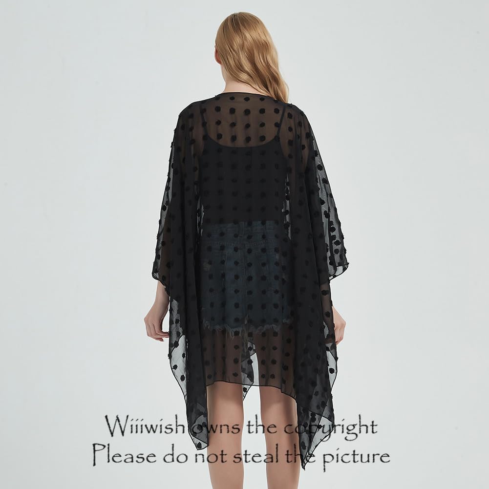 Women's Bohemian Floral Chiffon Beach Cover up Swimsuit Kimono Summer Swimwear Cardigans