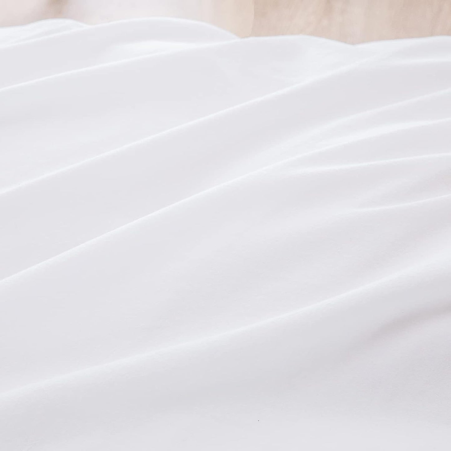 BESTOUCH Duvet Cover Set 100% Washed Cotton Linen Feel Super Soft Comfortable Chic Lightweight 3 PCs Home Bedding Set Solid Bright White Oversized Queen