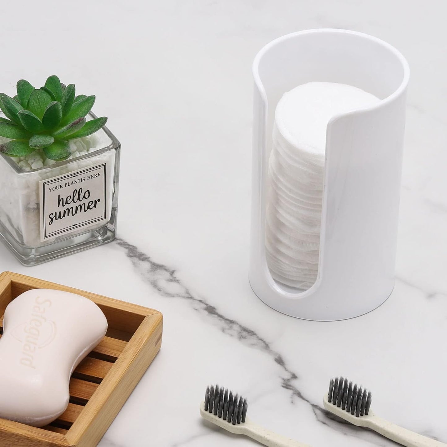 LoveBB Plastic Paper Cup Holder - Small Disposable Cup Dispenser Mouthwash Cup Holder for Bathroom Countertop, White