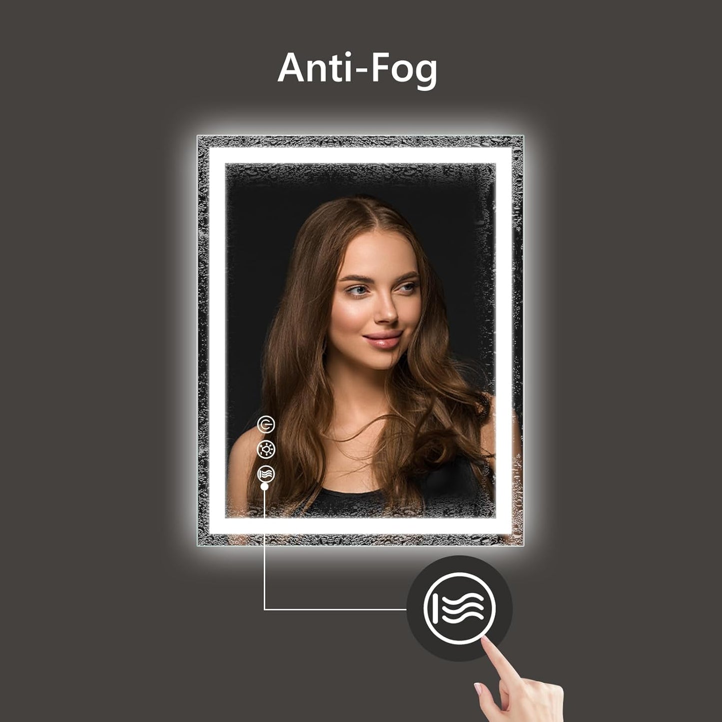 APRILSOUL 24x32 Inch LED Bathroom Mirror with Front and Backlit, Makeup Mirror with 3 Color Lights, Memory Function, Anti-Fog and Dimmable Light (Horizontal/Vertical)