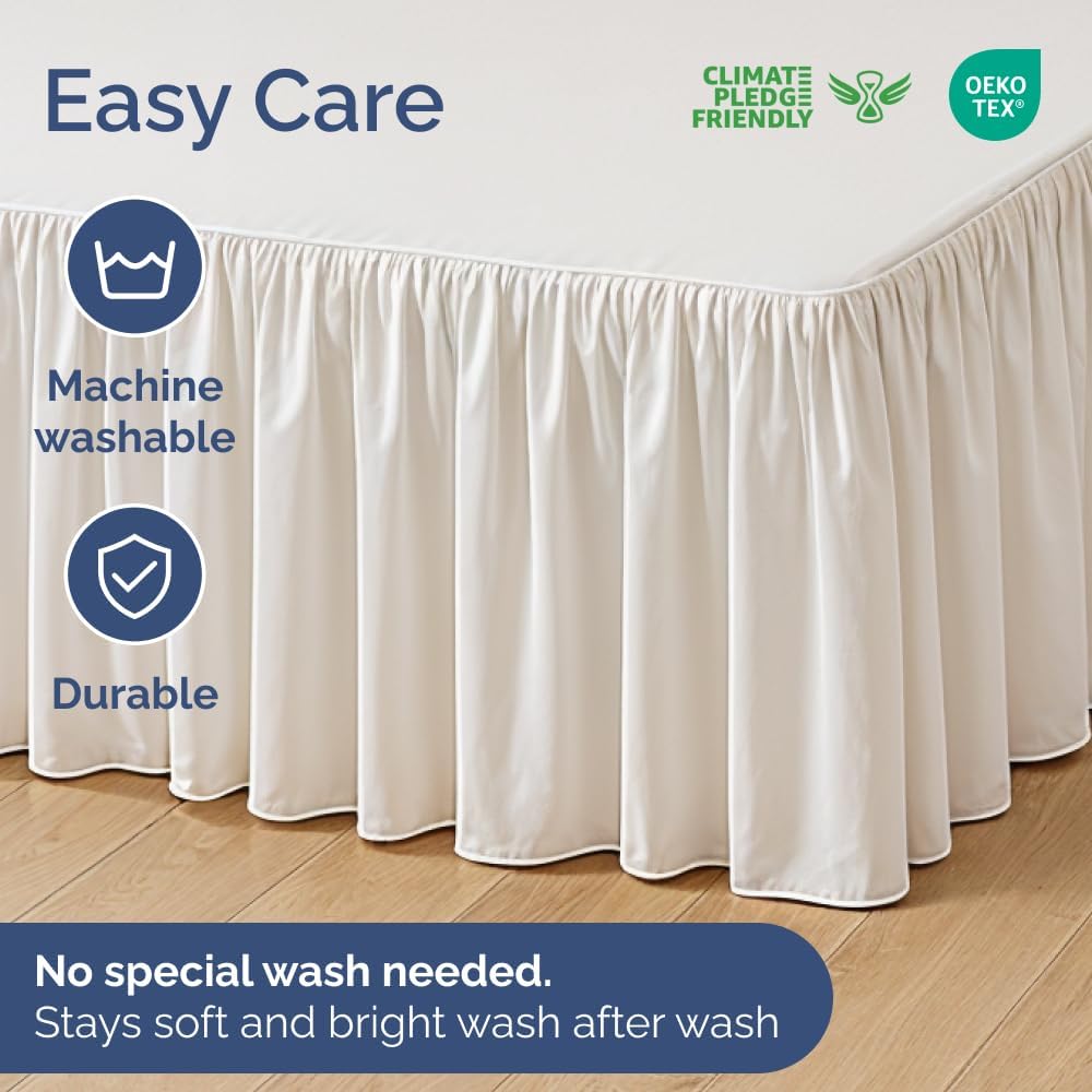 Bedskirt King Size Ruffle - 18 inch Drop Dust Ruffle Bed Skirt with Platform - Ultra-Soft, Easy Fit, Premium Hotel Quality - Wrinkle, Fade & Shrink Resistant - for Women, Men, Kids and Teens - White