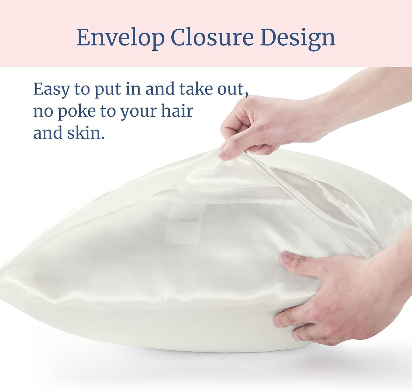 BEDELITE Satin Pillowcase for Hair and Skin, Super Soft and Cooling Similar to Silk Pillow Cases 2 Pack with Envelope Closure, Gift for Women Men(20"x26" Standard Size, Ivory)