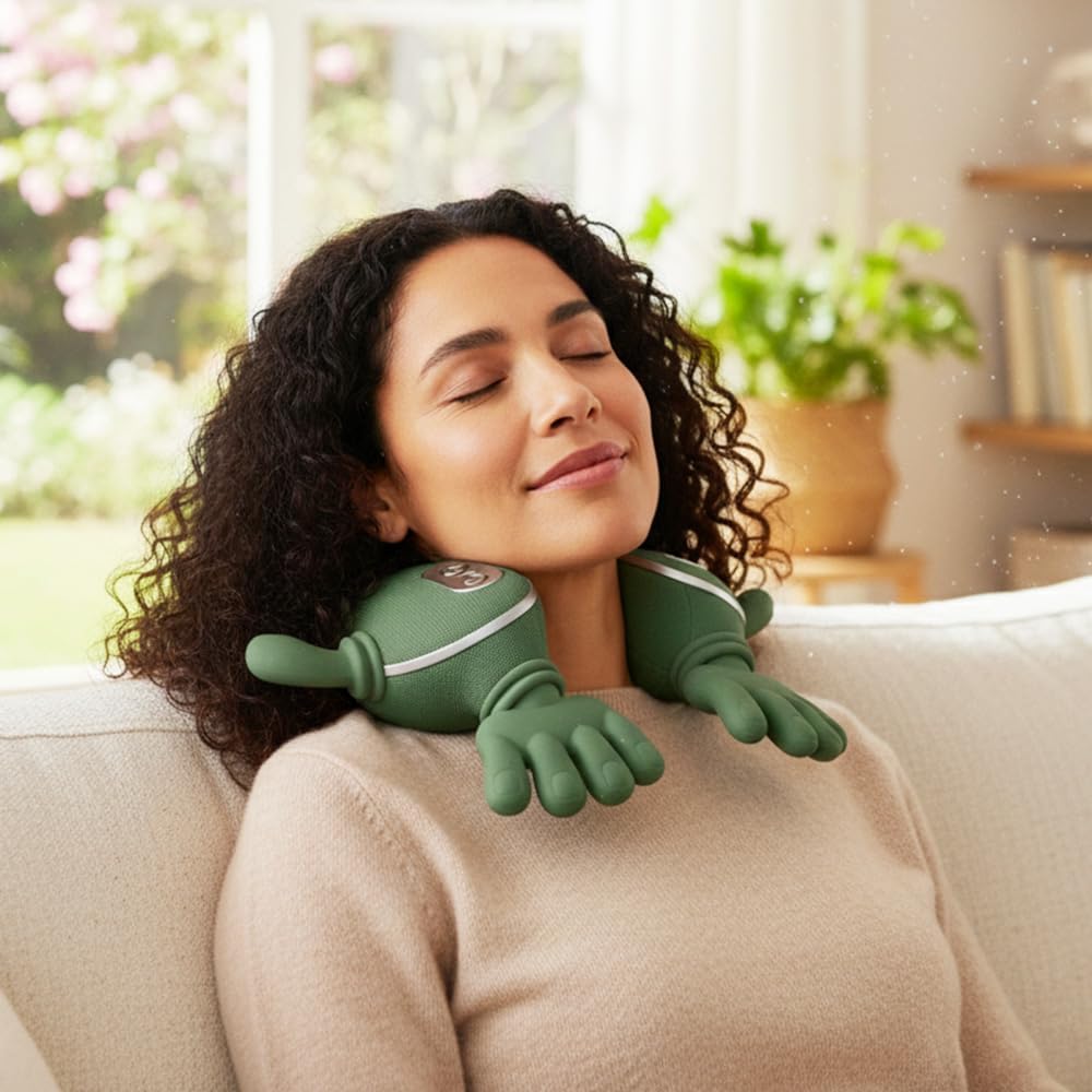 Neck Massager,2025 New Shoulder Massager with Heat Shiatsu 4D Kneading,Electric Neck and Back Massager for Relief (Green 1 Set)