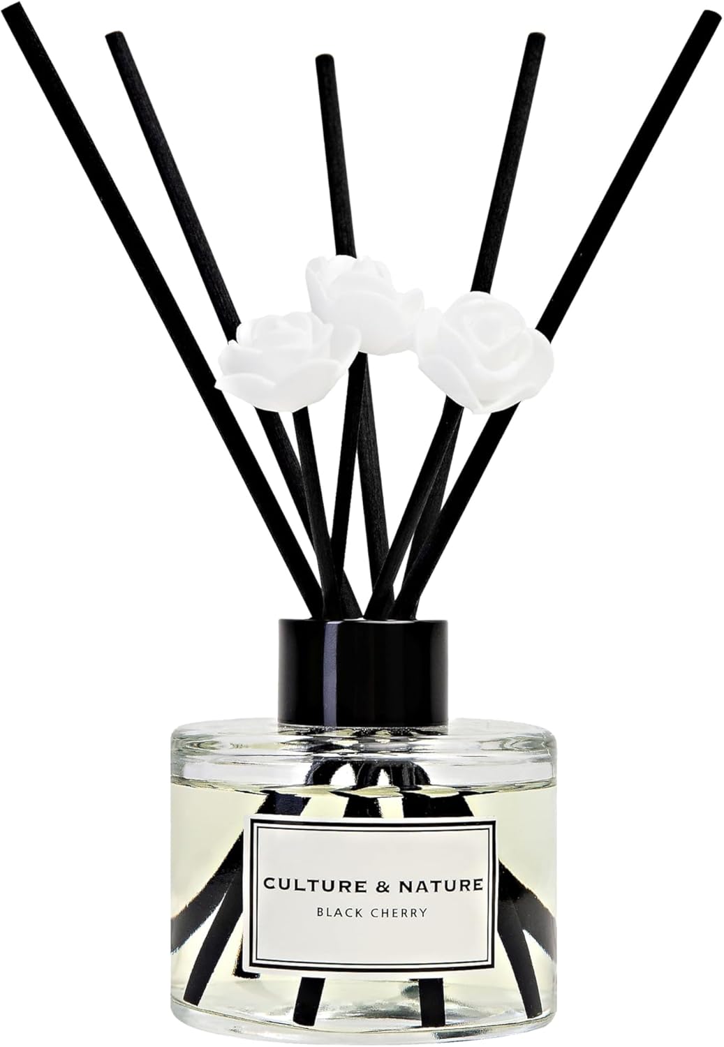 CULTURE & NATURE Reed Diffuser Set 4oz (120ml) Black Cherry Scented Diffuser with Sticks Home Fragrance Reed Diffuser for Bathroom Shelf Decor