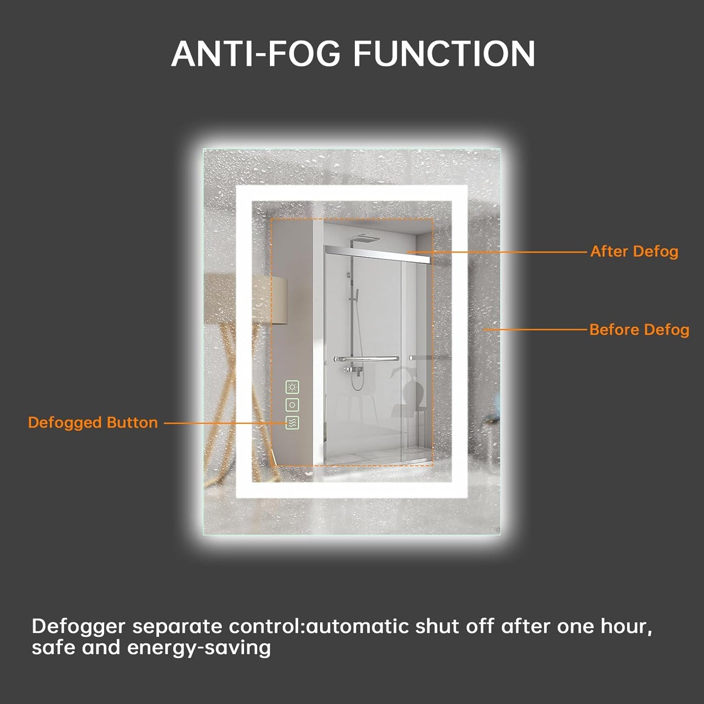 16x20 Inch LED Bathroom Mirror Frameless Vanity Mirror with Lights Backlit and Frontlit Dimmable Anti-Fog (Auto Off) Memory Makeup Wall Mirror for Bedroom Cloakroom Living Room