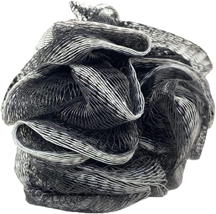 24 Bamboo Charcoal Infused Black Bath or Shower Sponge Loofahs Pouf Medium Mesh Wholesale Bulk LOT