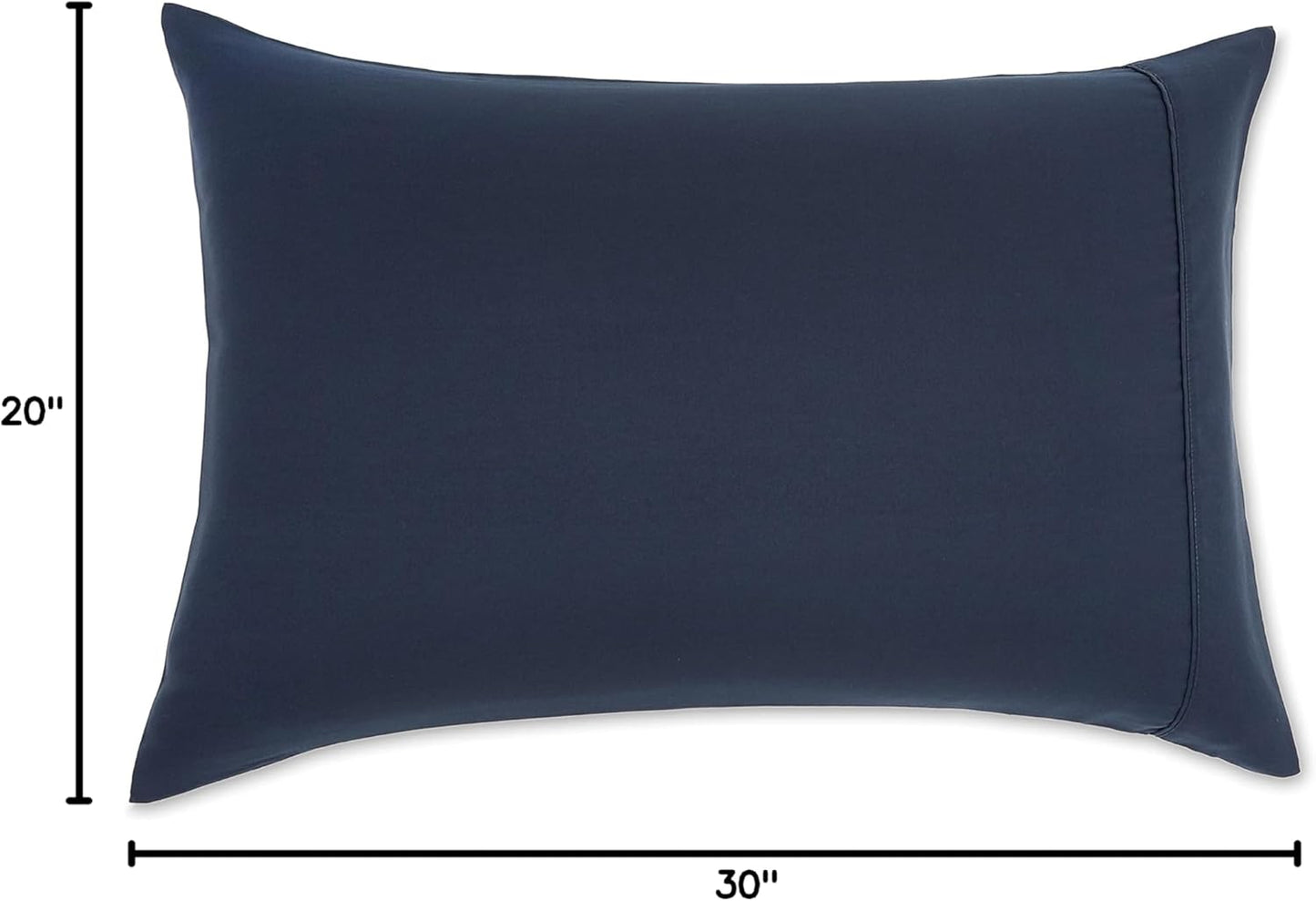 Amazon Basics Standard Pillow Cases Set of 2 - Lightweight, Super Soft Easy Care Microfiber, Navy Blue, 30" L x 20" W, Pillows Not Included