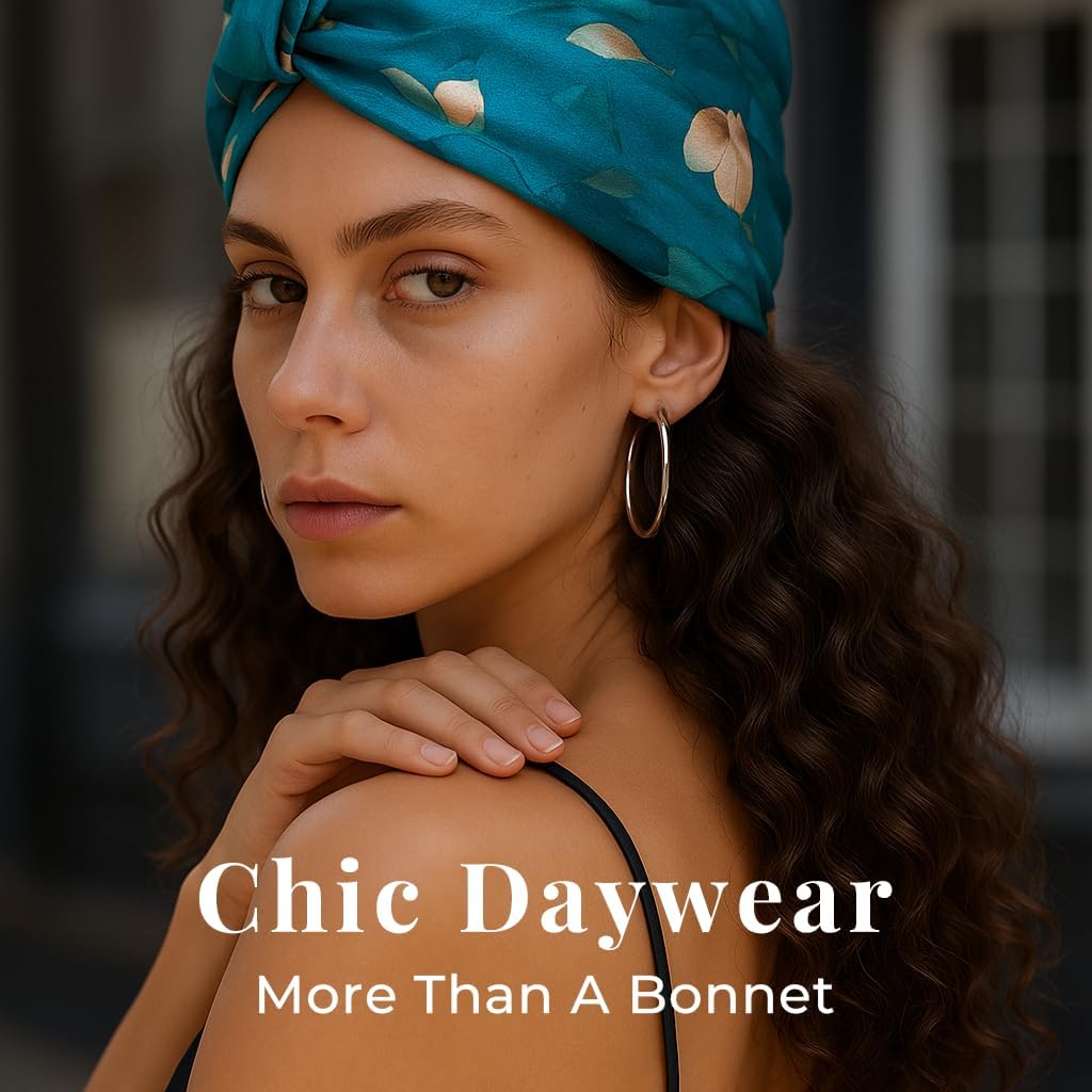 100% Mulberry Silk Bonnet, Double-Layered Hair Bonnet for Sleeping Women, Pure Silk Turban, Night Sleep Hair Wrap