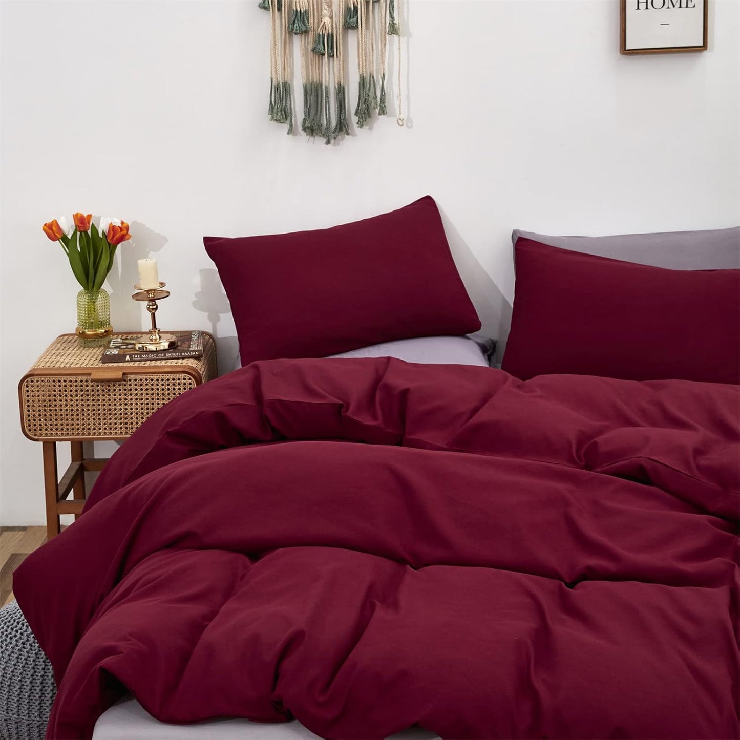 Cottonight Burgundy Comforter Queen Women Girls Wine Red Bedding Comforter Set Claret Dark Red Comforter Soft Breathable Claret Blanket Quilt Durable Comforter Set Queen Bed