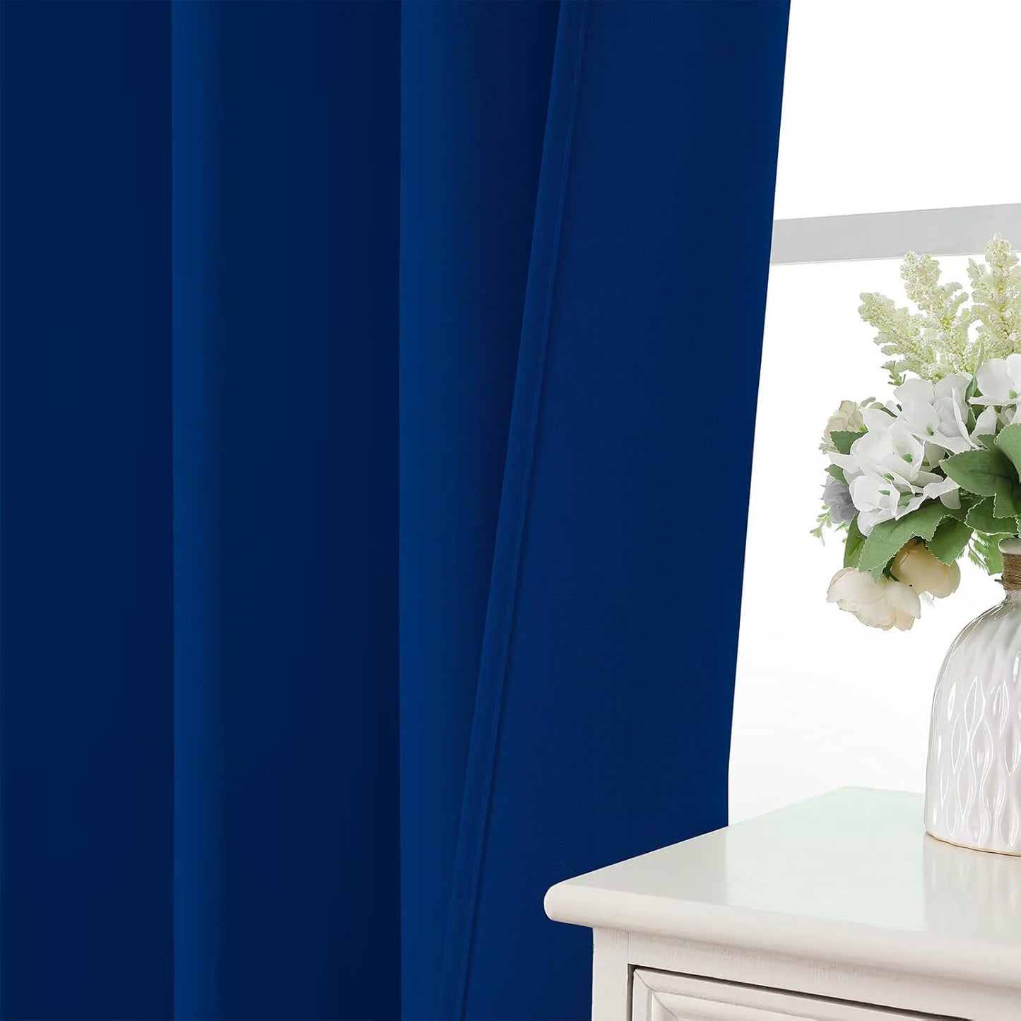 CUCRAF Royal Blue Blackout Curtains 45 inch Length 2 Panels Set, Rod Pocket Room Darkening Drapes for Bedroom Living Room, Insulated Thermal Light Blocking Window Curtain (W52 x L45 Inch)