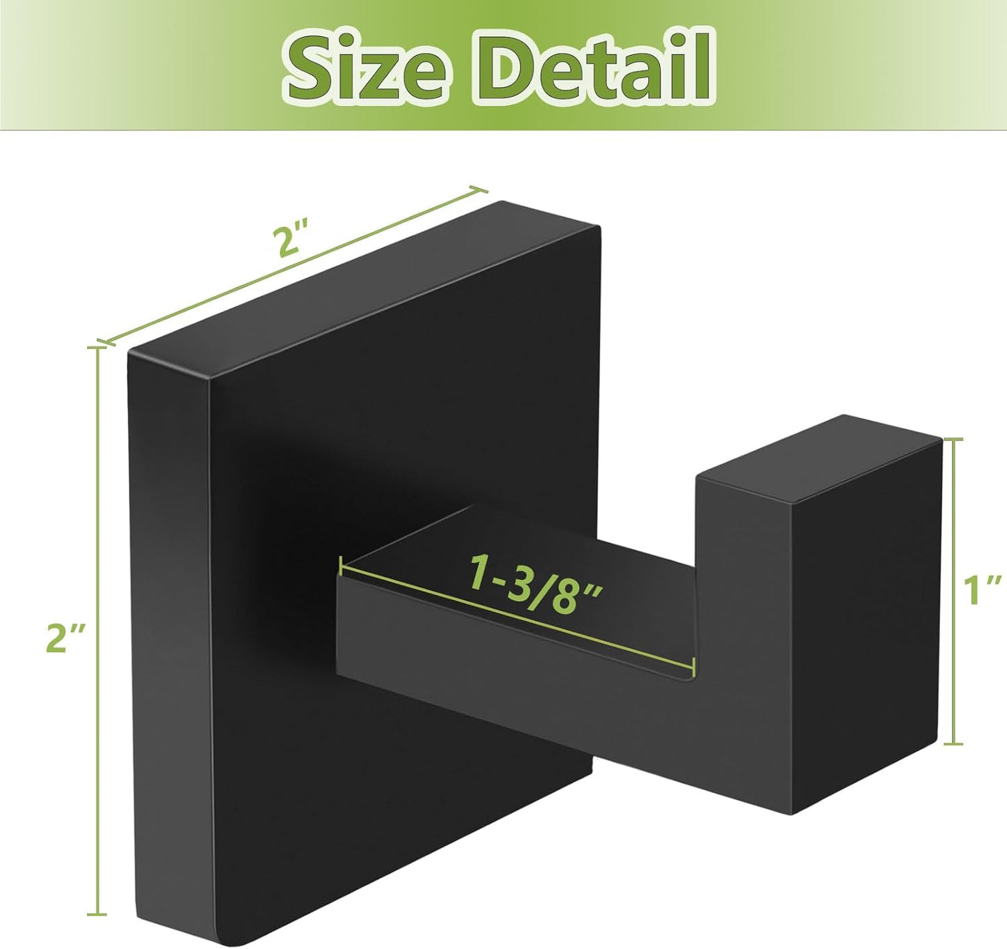 IBosins 6-Pack Bathroom Towel Hooks Hand Towel Holder Heavy Duty Stainless Steel Towel Hanger Robe Hat Coat Hooks for Wall of Livingroom Bedroom Kitchen Closet (Square Matte Black)