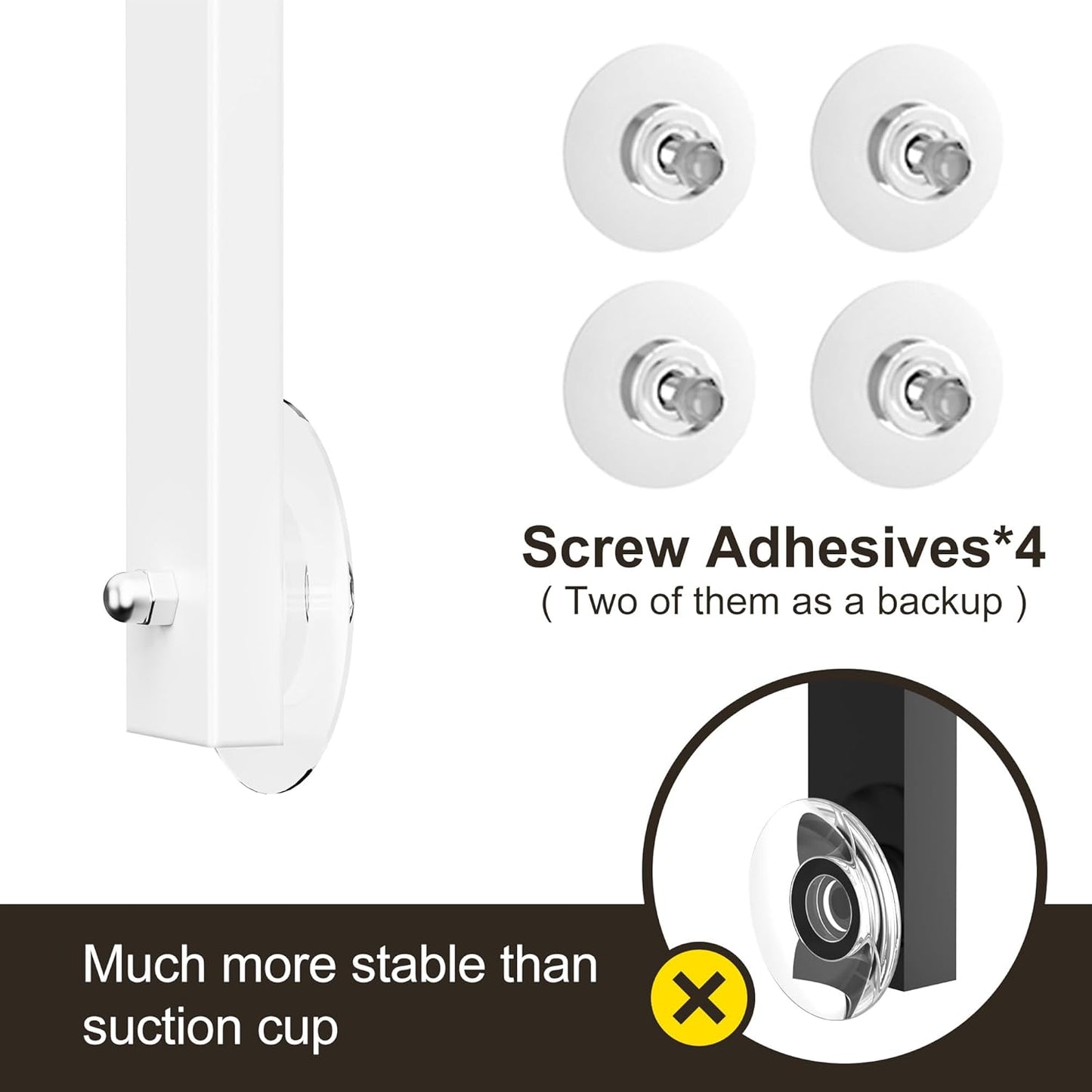 Orimade Adjustable Anti-slip Shower Caddy over Shower Head, Rustproof Bathroom Hanging Shower Organizer with 2 Hooks for Razor, No Drilling Shelves Storage Rack 2 Tier, White