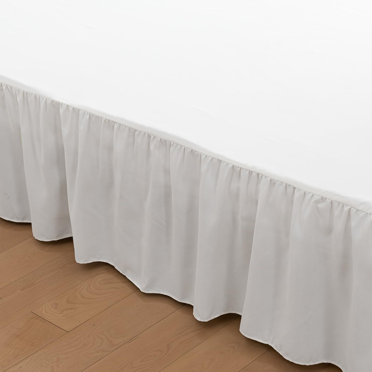 Bed Skirt Ruffled Bed Skirt with Split Corners, 18 Inch Drop Dust Ruffle Bed Skirts with Platform, Ivory, King Size
