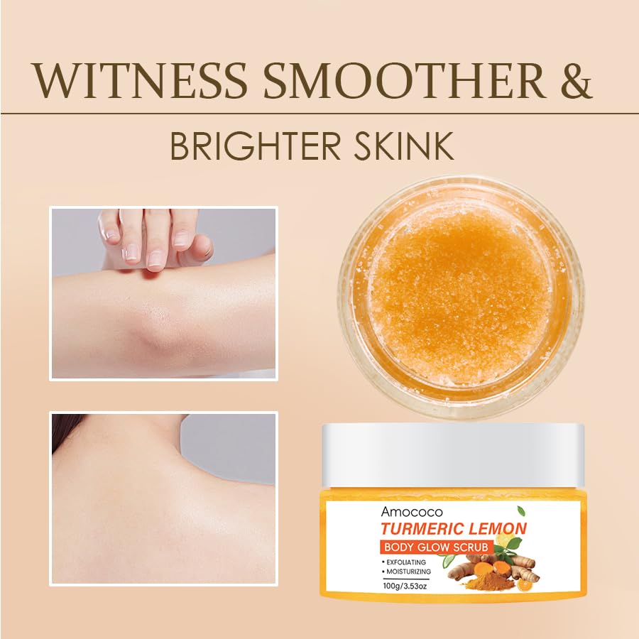 Turmeric Lemon Body Scrub, Deep Cleansing Exfoliator with Armpit Detox & Moisturization, 3.53oz