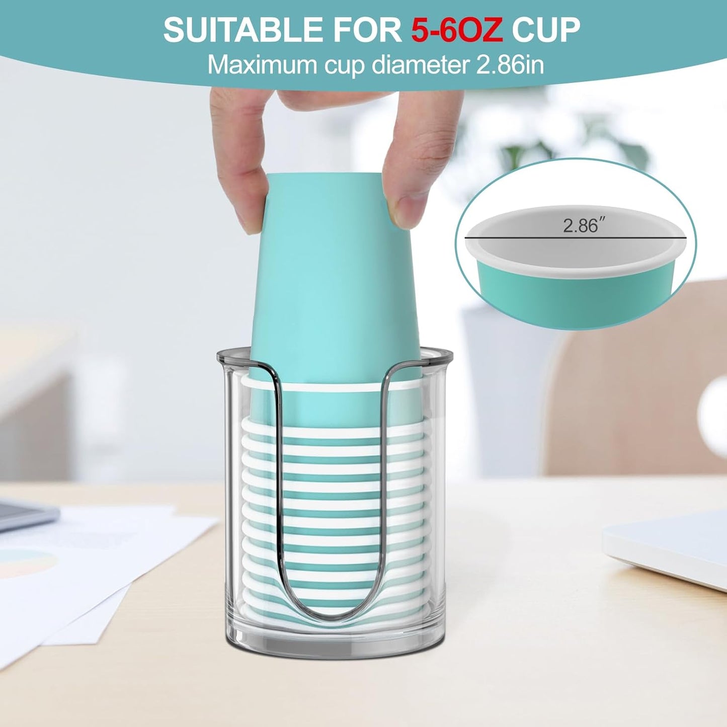 Bathroom Cup Dispenser 5 oz Countertop,2 Pack Mouthwash Cup Holder for Bathroom,PC Small Disposable Cup Holder for 5oz Paper Cups and Mouthwash Cups