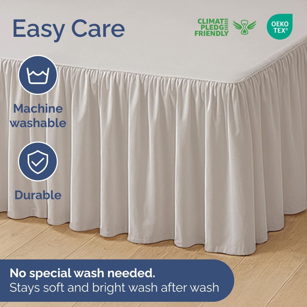 Bedskirt Full Size Ruffle - 18 inch Drop Dust Ruffle Bed Skirt with Platform - Soft, Easy Fit, Premium Hotel Quality - Wrinkle, Fade & Shrink Resistant - for Women, Men, Kids and Teens - Light Grey