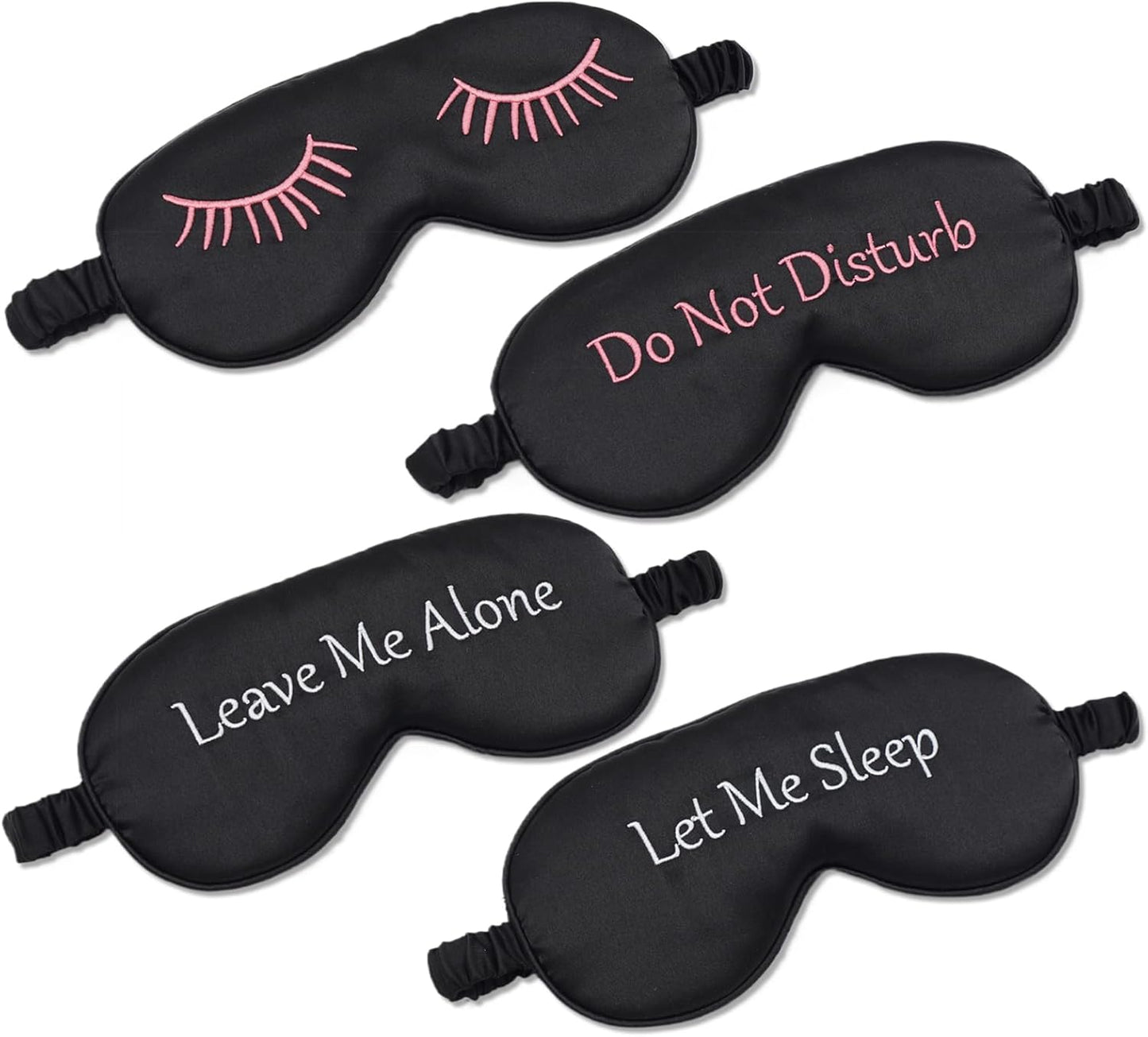 4 Pack Eye Mask for Sleeping Silky Funny Soft Satin Sleep Shade Cover Blindfold with Elastic Strap Travel Nap Blackout for Women Men
