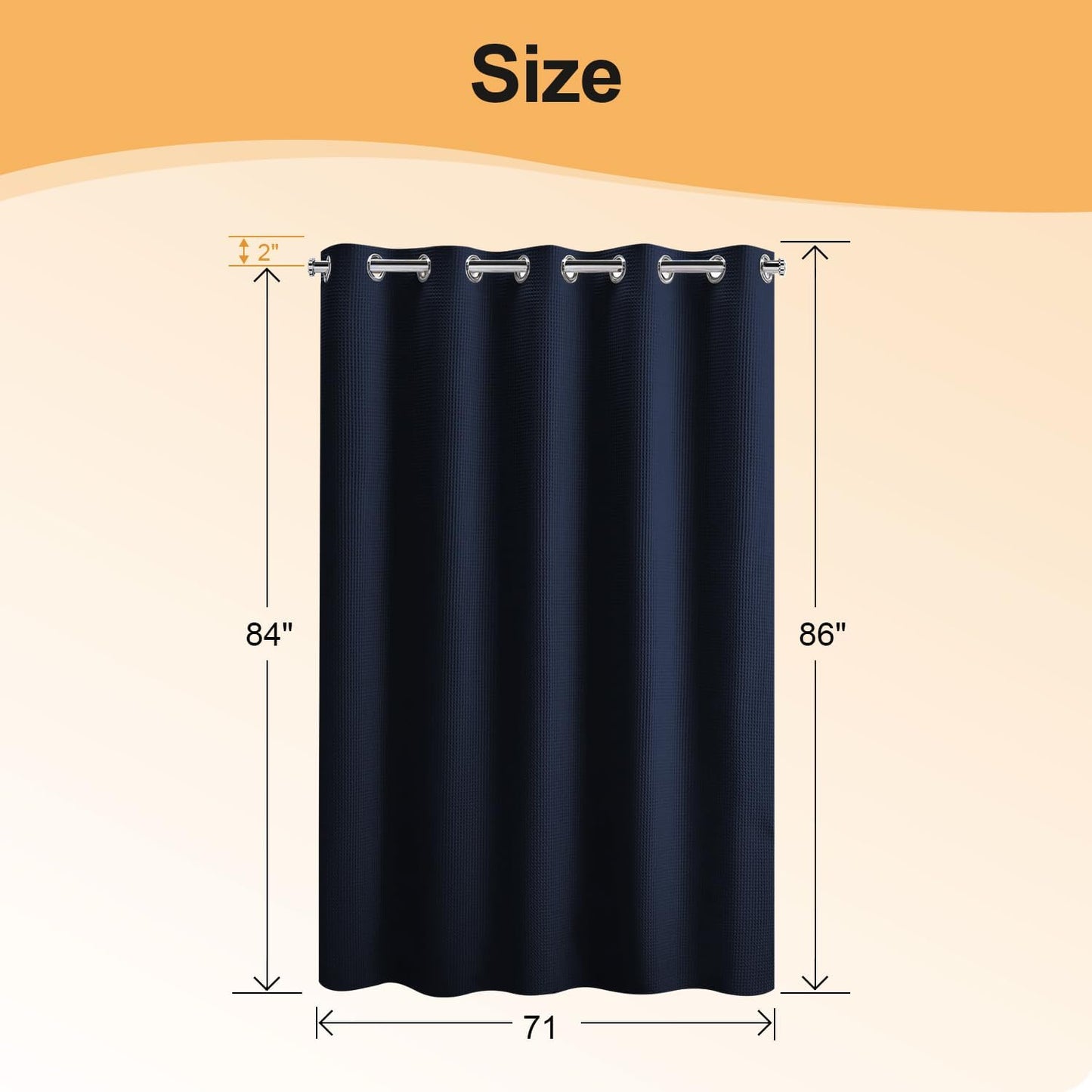 River Dream Hotel Grade No Hooks Needed Shower Curtain with Snap in Liner,Water Repellent, Machine Washable (Navy Blue, 71"x86"(W/Liner))