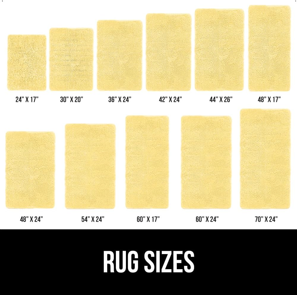 GORILLA GRIP Bath Rug Mat, Thick Soft Absorbent Chenille, Quick Dry Microfiber Mats, Rubber Backing Washable Shower Floor Rugs, Bathmat Runner, US Designed Bathroom Home Decor Accessories 24x17 Yellow