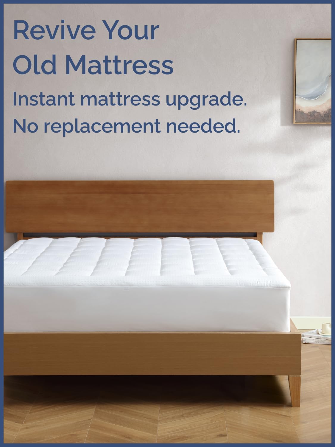Mattress Pad Full Size – Quilted Fitted Mattress Protector – Cotton Pillow Top Cover w/ 8-16" Deep Pockets – Thick, Comfy & Plush – Cooling, Breathable & Noiseless – Machine Washable – 54 x 75 (White)