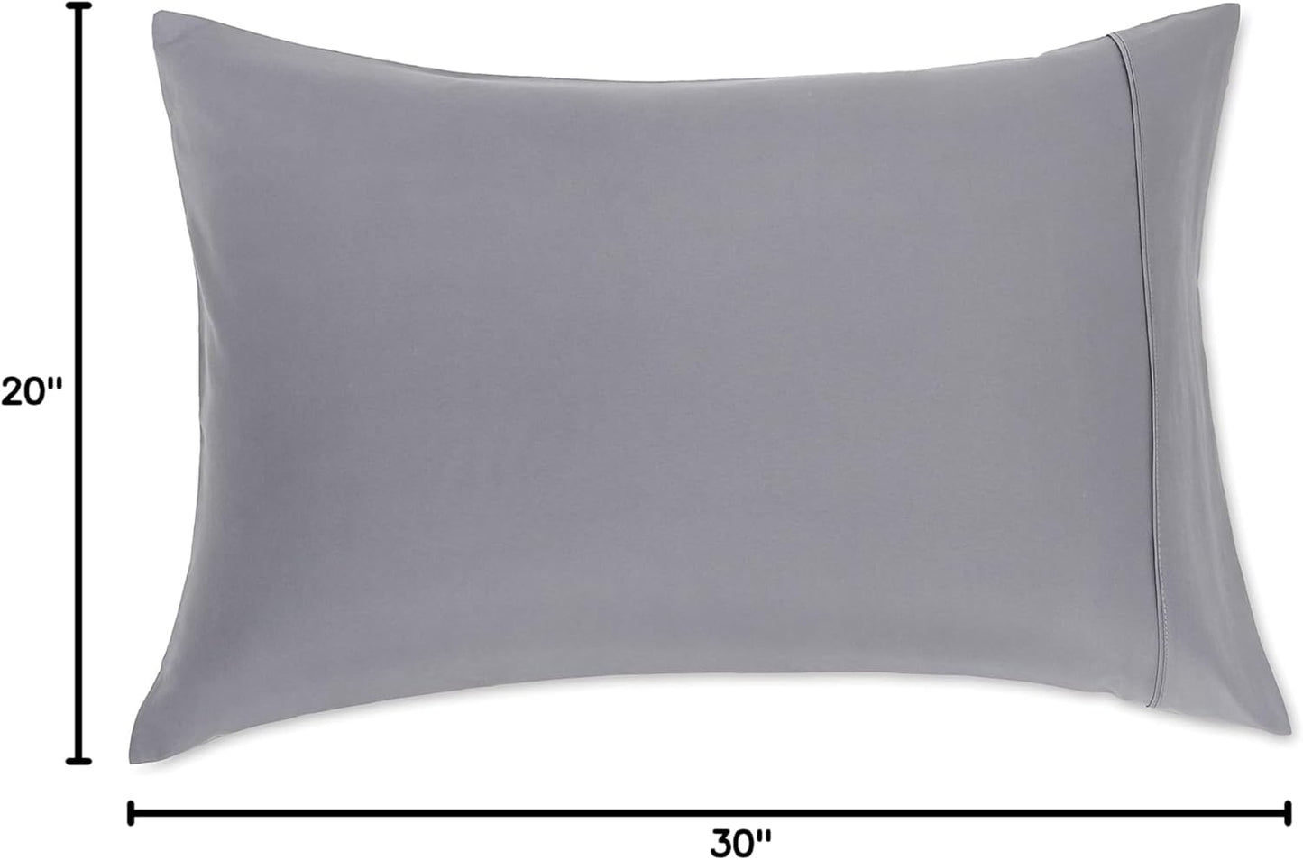Amazon Basics Standard Pillow Cases Set of 2 - Lightweight, Super Soft Easy Care Microfiber, Dark Gray, 30" L x 20" W, Pillows Not Included