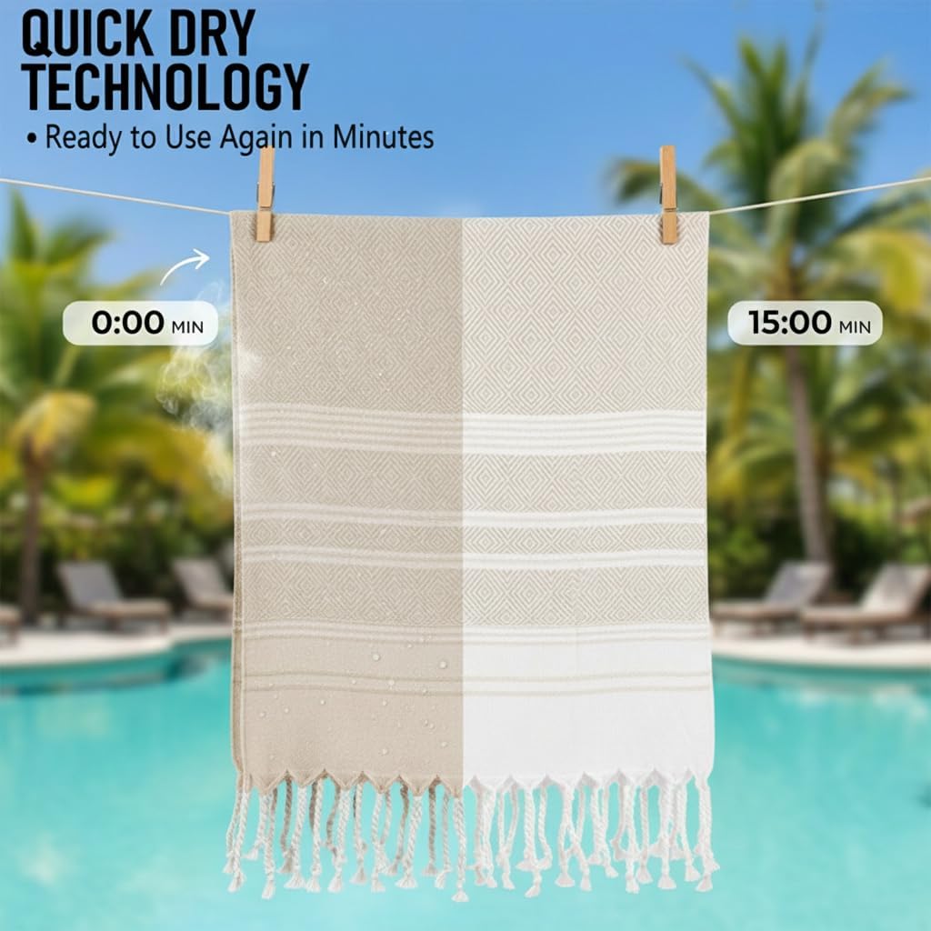 6 Pack Cotton Turkish Beach Towel Lightweight Thin Travel Vacation Essentials Oversized XL Towels Set for Pool Swim Bath Camping Cruise Accessories Absorbent Quick Dry Sand Free Bulk clearance Blanket