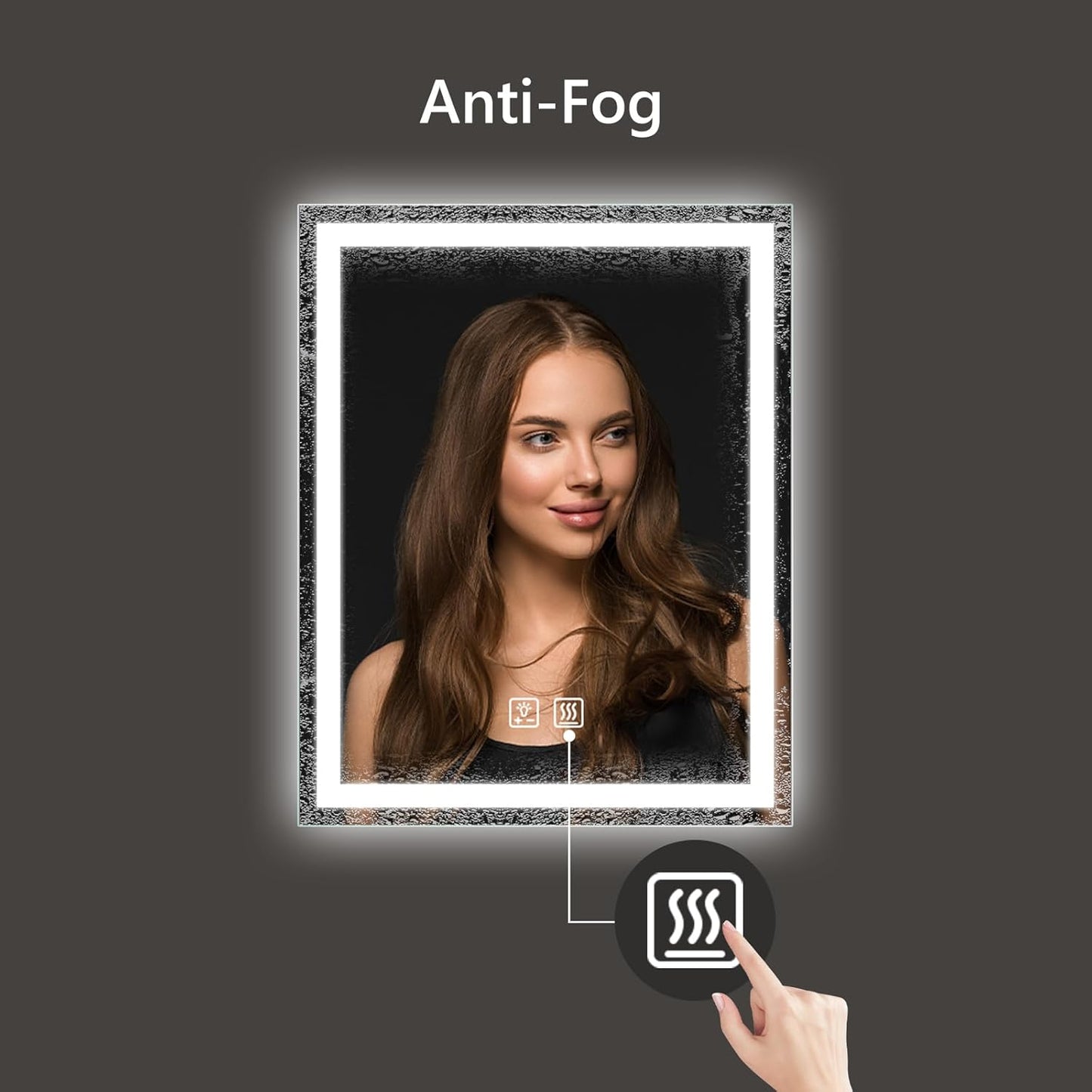 APRILSOUL 24x30 Inch LED Bathroom Mirror with Front and Backlit, Makeup Mirror with 3 Color Lights, Memory Function, Anti-Fog and Dimmable Light (Horizontal)