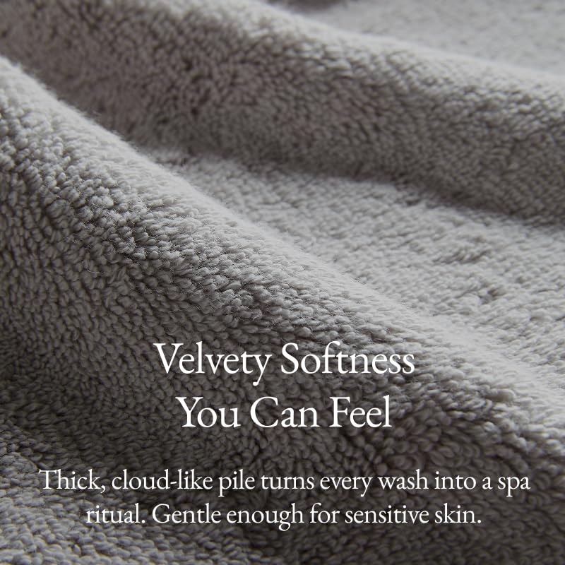 Italic Serene Ultraplush Cotton Bath Towels, 4-Pack (2 Sets of 2), Light Gray, Large, 800GSM, 100% Cotton, Heavy Duty, Resort Grade Towels (Light Gray)