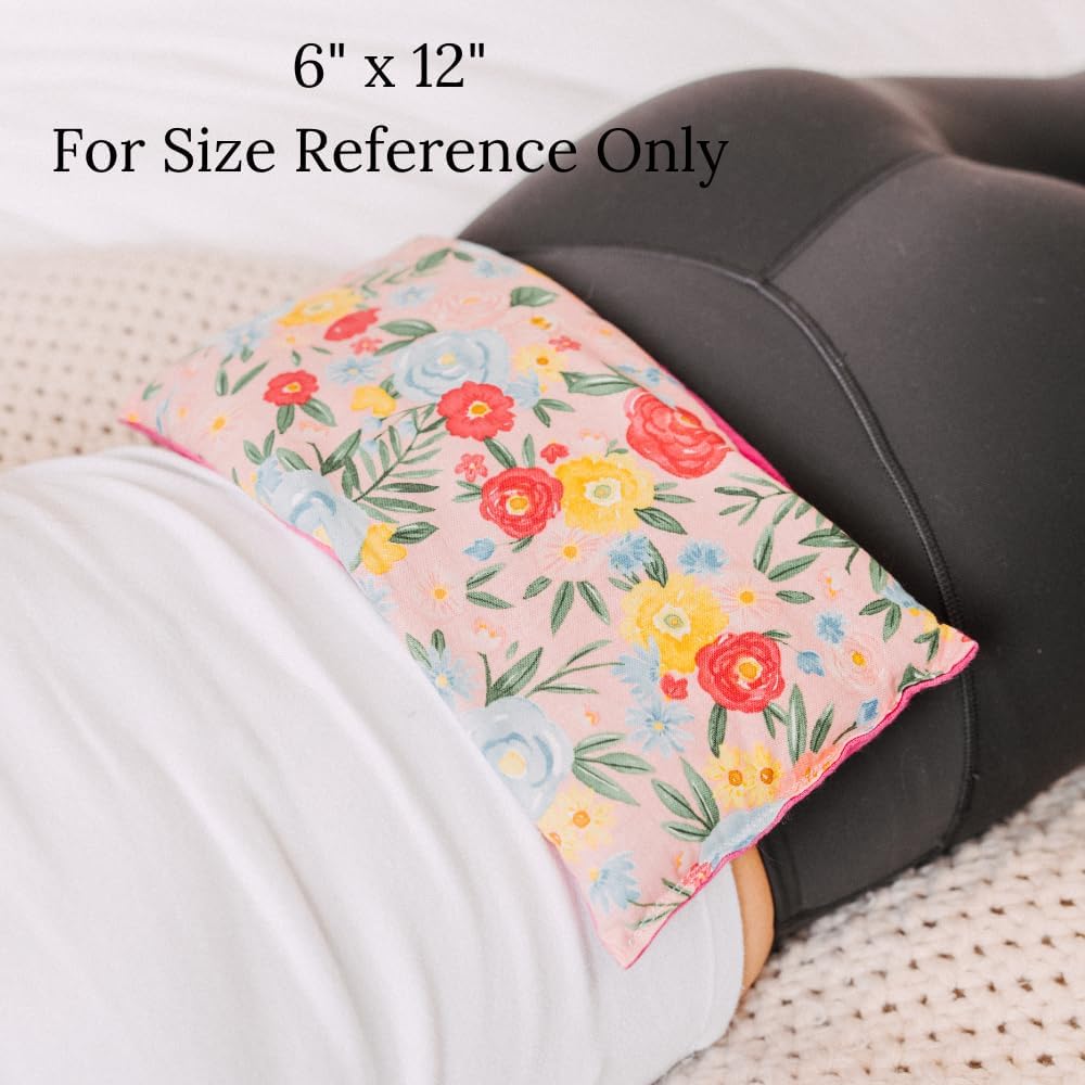 Microwave Heating Pad, Microwavable Hot Pack with Flax Seed and Dried Herbs or Unscented, Aromatherapy Pillow, Cold Compress or Ice Pack, 3 Sizes, Soft Floral Fabric