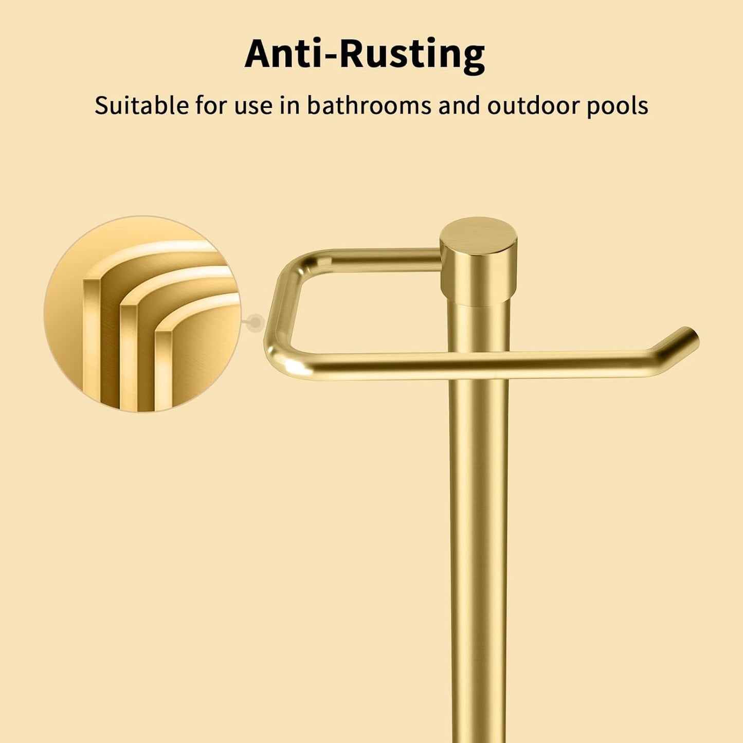 YUMORE Hand Towel Holder Stand Countertop Towel Rack Free Standing Towel Bar Hanger for Bathroom Kitchen (Gold)