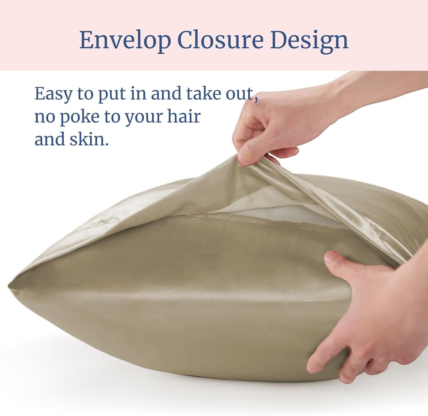 BEDELITE Satin Pillowcase for Hair and Skin, Super Soft Similar to Silk Pillow Cases 4 Pack with Envelope Closure, Cooling Pillowcases for Women Men (20"x26" Standard Size, Taupe)