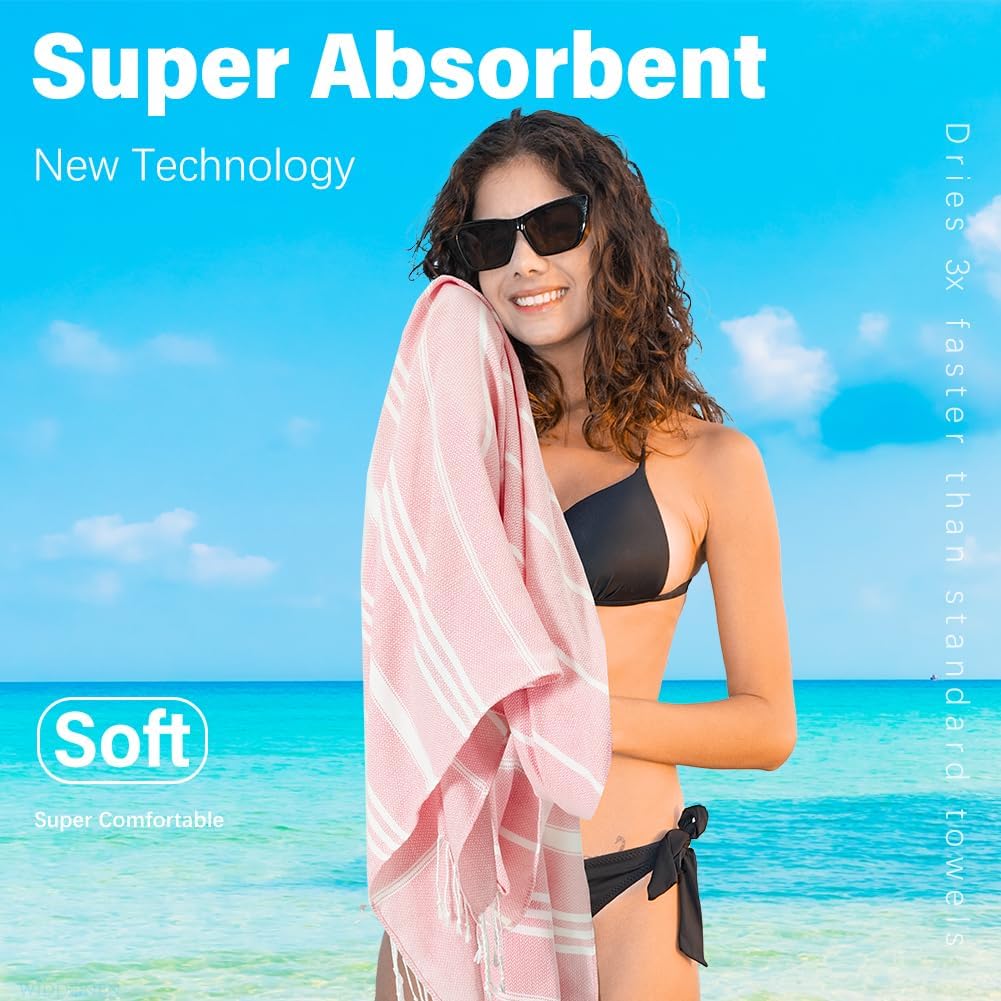 Thin Turkish Beach Towel Lightweight Quick Dry Absorbent Cotton Bathroom Bath Pool Swim Towels Extra Large Oversized Sand Free Beach Accessories Essentials Cloud Gifts for Adult