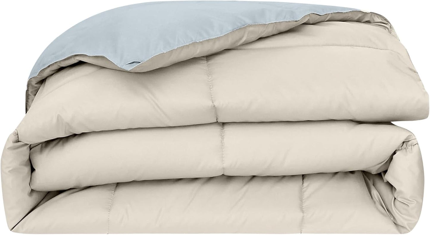 Modern Threads Down Alternative Reversible Comforter Beige/Light Blue King