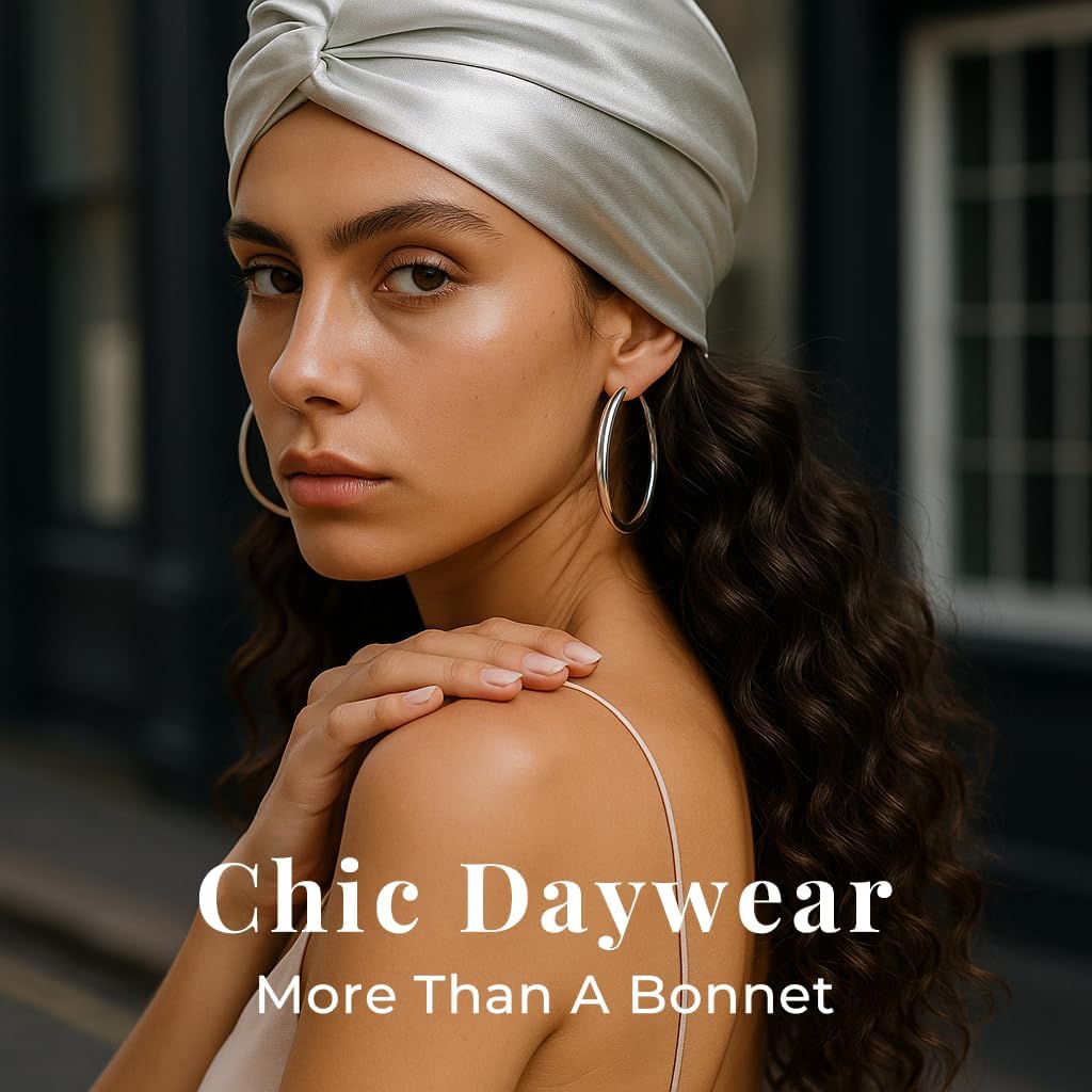 100% Mulberry Silk Bonnet, Double-Layered Hair Bonnet for Sleeping Women, Pure Silk Turban, Night Sleep Hair Wrap