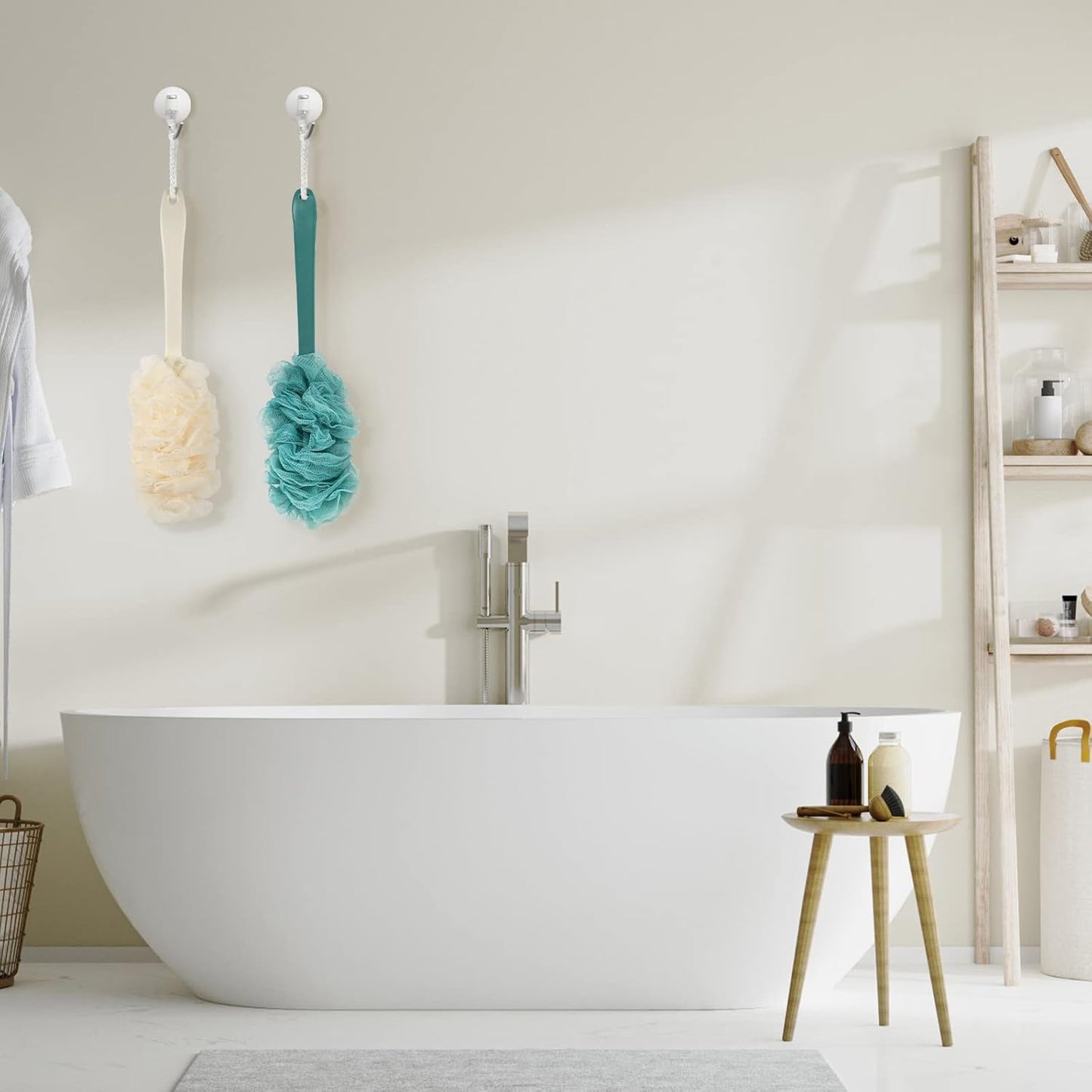 2Pack Back Scrubber for Shower,PIPUHA Loofah Sponge Shower Brush Using Body Exfoliating with Long Handle, Loofah on a Stick for Men Women, Bathing Accessories for Body Brushes (Red and Red)