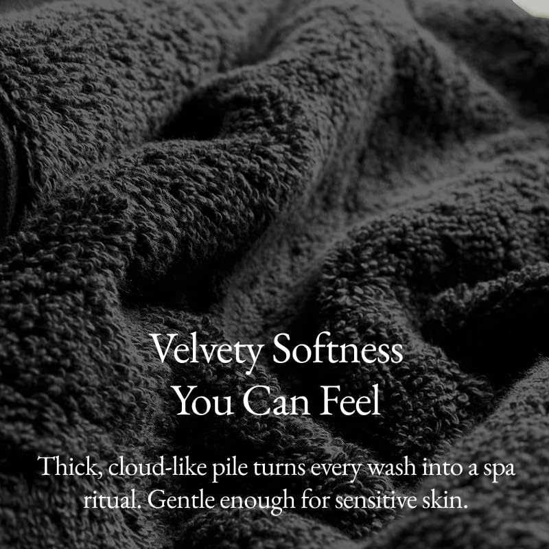 Italic Serene Ultraplush Cotton Bath Towels, 4-Pack (2 Sets of 2), Charcoal, Large, 800GSM, 100% Cotton, Heavy Duty, Resort Grade Towels (Charcoal)