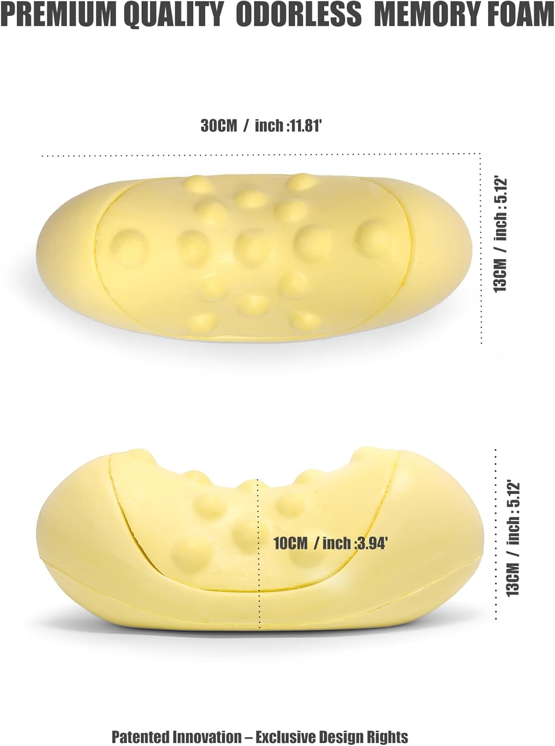 Bespilow Patented Dual-Layer Cervical Neck Roll Pillow-Comfort Top + Firm Memory Foam Base,Ergonomic Contour Support,Cooling Breathable Case- Relieves Neck Pain from Office,Travel,Sleep& Poor Posture