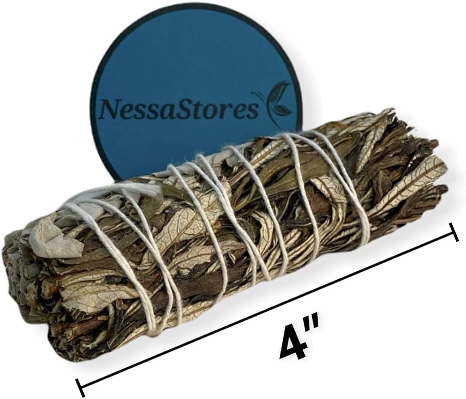 NESSASTORES - White Sage + Yerba Santa Smudge Stick Incense 4" Bundle #JC-152 (30 pcs)