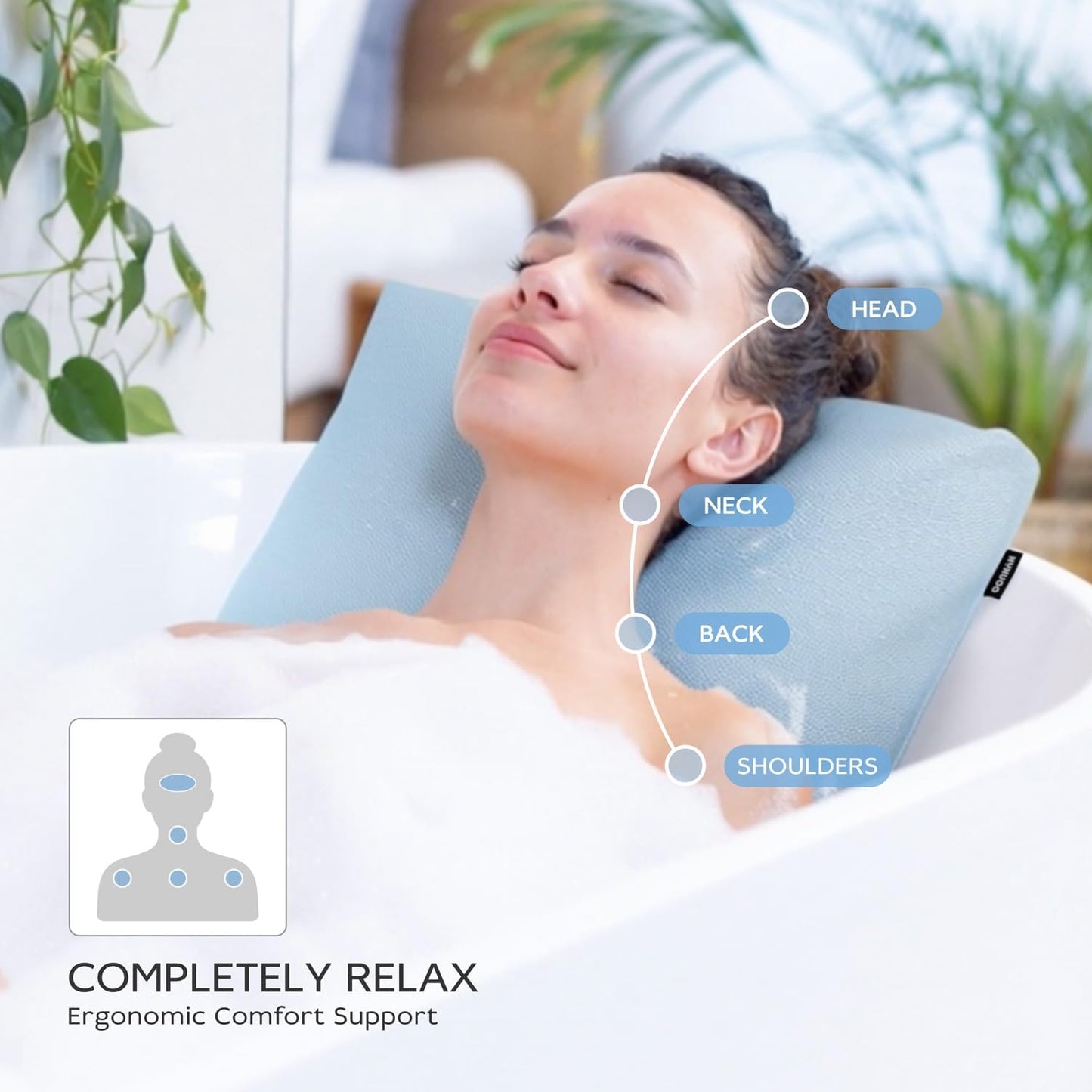 Bath Pillows for Tub Neck and Back Support,Bathtub Cushion backrest headrest Neck Pillow,tub Pillow for Bathtub,3D Mesh Core,Breathable,Quick-Drying,Ergonomic Relaxation (Blue)